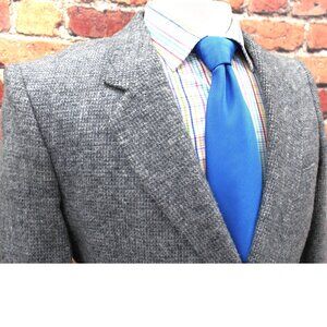 Gray Men's Sport Coat Blazer with Blue Tie